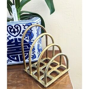 Vintage Mid Century Brass Arched Home Office Holder Decor Display